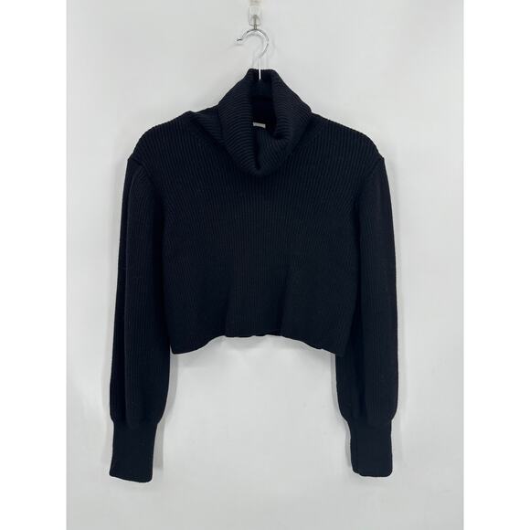 Wilfred Rebecca Ribbed cropped turtleneck sweater Black Size Large - Picture 4 of 8